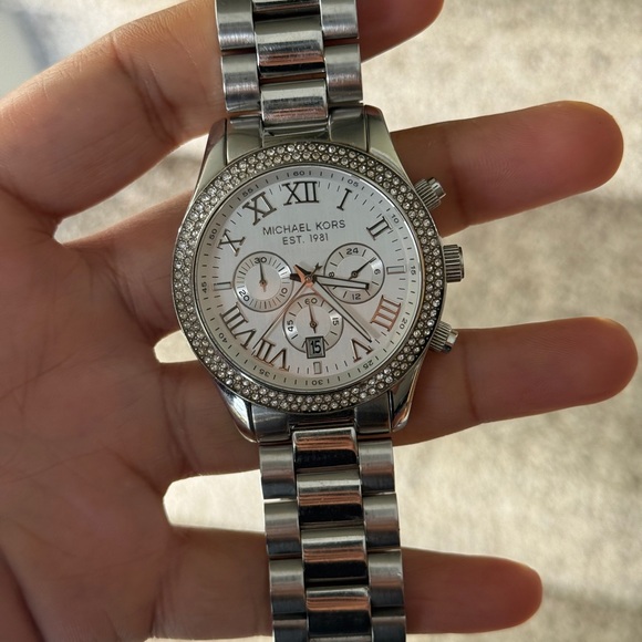 Michael Kors Silver Crystal-Embellished chronograph Watch Womens - Picture 2 of 10